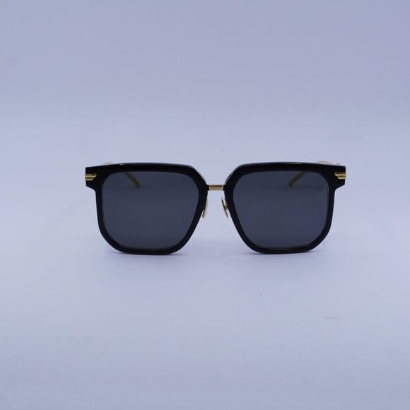 Bottega Veneta BV1083SA 001 Sunglasses Black/Gold Square Frame, Grey Lenses - Picture 3 of 9